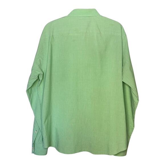 UNTUCKit Men’s Large Green Pinstripe Button-Up Shirt Cotton Linen - Picture 2 of 9